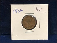 1936 Canadian one cent piece