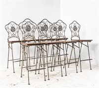 (8) Scrolled Metal Folding Bar Chairs Stools