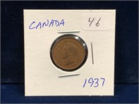 1937 Canadian one cent piece