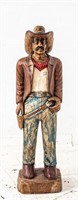 Hand Carved Wooden Western Sheriff Cowboy Statue