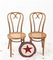 (2) Retro Bentwood Cafe Chairs w/ Cane Seats