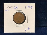 1939 Canadian one cent piece