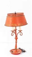 Fantastic Orange Tin-Frame Toleware Table Lamp