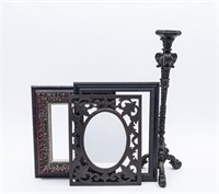 Ornately Carved Candleholder, Mirror & Frames