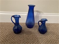 3 Pieces of Cobalt Blue Glass