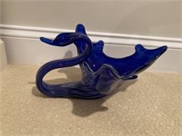 Blue Art Glass Swan
