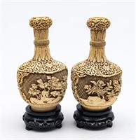 (2) Faux Ivory Chinese Dynasty Vases