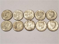 10 - 1964D Kennedy Half Dollars