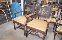 Two Oak Padded Dining Chairs. Nice Padded Back