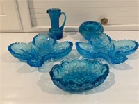 5 Pieces of Blue Art Glass