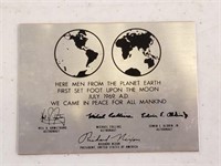 Replica 1969 moon plaque, 3 1/2" X 2 1/2"