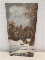 Winter Cabin, original canvas painting