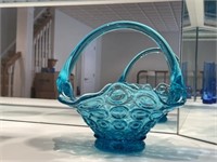 Blue Art Glass Decorative Basket