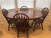 Contemporary Cherry 5 Piece Extension Table Set