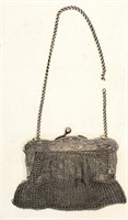 German silver antique mesh purse
