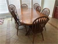 9 Piece Oak Extension Table and Chair Set
