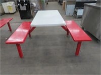 RED & WHITE PICNIC-N-THE-PARK STYLE BENCH SET