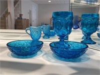 4 Pieces of Blue Art Glass
