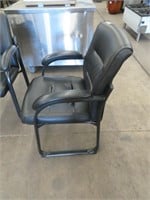 BLACK BONDED LEATHER OFFICE ARM CHAIR