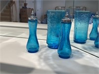 2 Midcentury Salt & Pepper Shakers & Blue Vase