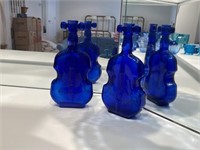 Pair of Cobalt Blue Violin Form Vases