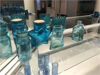 5 Blue Art Glass Pieces