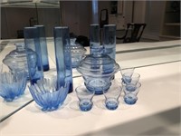 9 Pieces of Light Blue Glass