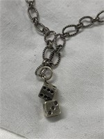 Sterling Silver Necklace w/ Sterling Dice Pendant