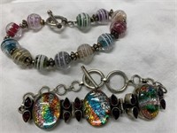 (2) Sterling Silver & Glass Bracelets