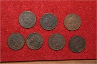 (7) Indian Head Pennies 1892 to 1907 Mix