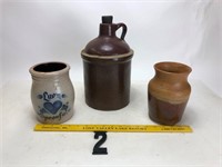 Stoneware jug & jars
