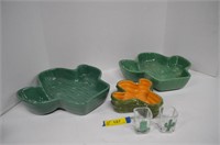 Two Cactus Chip Bolws, Dip Bowl & Two Shot Glasses