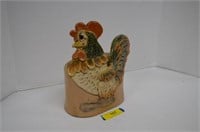 Rooster Hand Made Clay Planter Signed