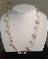 2-14k 16"  Necklaces with Pearls 13.6 TW