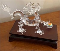 Swarovski Crystal Dragon with Pearl & Stand