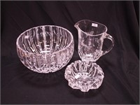 Three pieces of crystal: 9" diameter serving