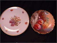 Two pieces of vintage china decorated with fruit: