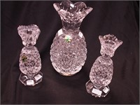 Three pieces Waterford crystal Pineapple