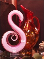 Two pieces of colored glass: 12" stylized
