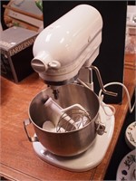 White KitchenAid mixer with lift; plus stainless