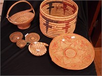Six Southwestern Indian-style baskets: two with