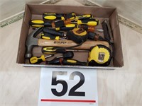 screwdrivers, hammer, tape measure