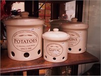 Three ventilated covered Chefs canisters