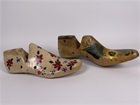 2 Painted antique shoe forms