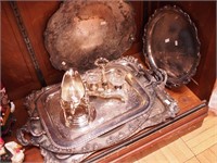 Vintage silverplate hollowware: five large