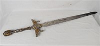 Long Sword Wide Blade Decorative Grip Skulls More