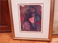 Signed limited edition print of woman in hat
