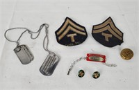 Vintage Military Patches Pins & Dog Tags