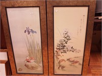 Two Asian-style prints featuring birds, both in