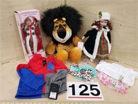 kids clothes, stuffed animal, dolls